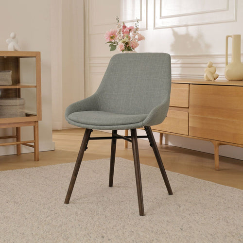 Nolon Nena-Isa Eetkamerstoel Saliegroen - Stof - Walnoot Poten - vtwonen shop