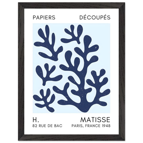 Artfulprints Poster met Lijst Matisse – Coral shadows navy blue I   - 30x40 cm - Blauw