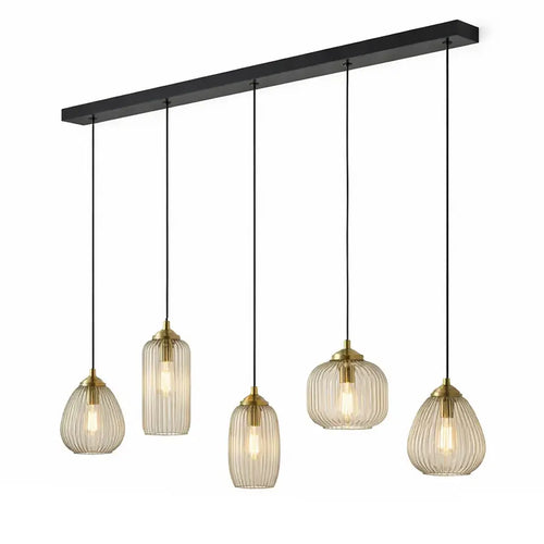 Ylumen hanglamp Stripe - 5 lichts - 120  x 150   cm - zwart