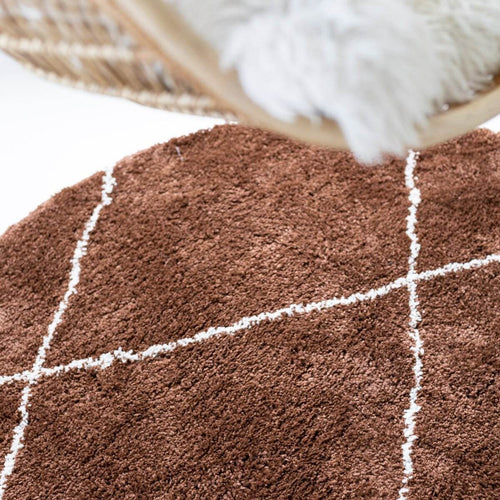 Interieur05 Berber vloerkleed rond hoogpolig Roest/Cream - scandinavisch - nea - 160 x 160 cm - vtwonen shop