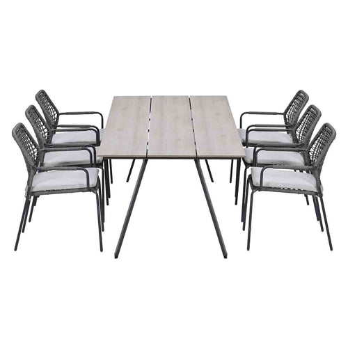 Garden Impressions Tuinset Natas grjis 7-delig - Braga tuintafel 220x100 cm