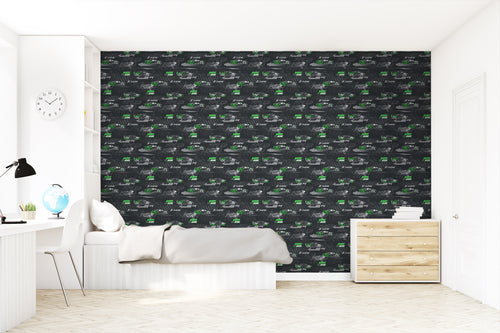 Sanders & Sanders behang race auto's groen en zwart wit - 50 x 900 cm - 935362
