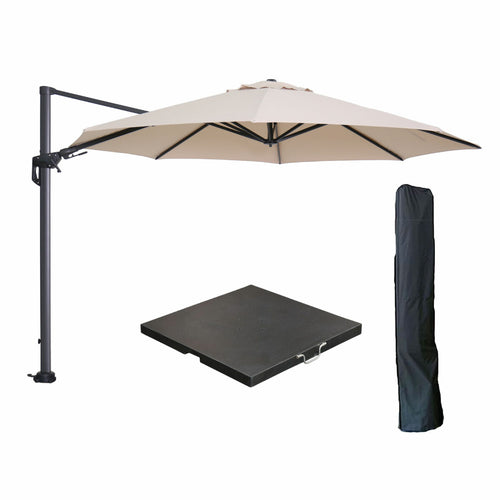 Garden Impressions zweefparasol Hawaii ecru 350x350 cm + 90 kg voet en hoes