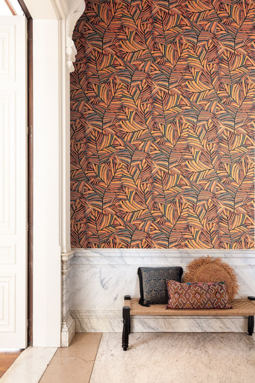 Masureel behang bladeren oranje - 53 cm x 10.05 m - 632057 - vtwonen shop