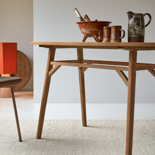 Tikamoon Ovale tafel van gerecycled massief teakhout voor 2/4 personen - Naturel