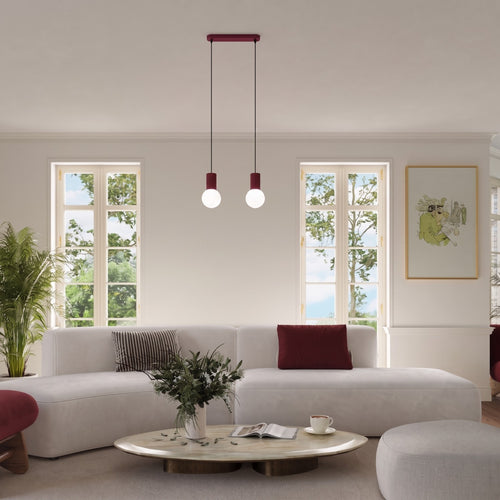 Sollux Lighting Hanglamp HALO 2L bordeaux - 33,5x6x120cm