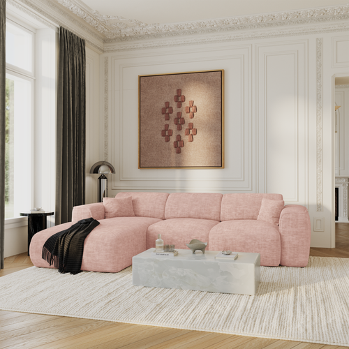 Sia Home - Hoekbanken YUMA - Fluweel met structuur - Vintage roze - 283cm