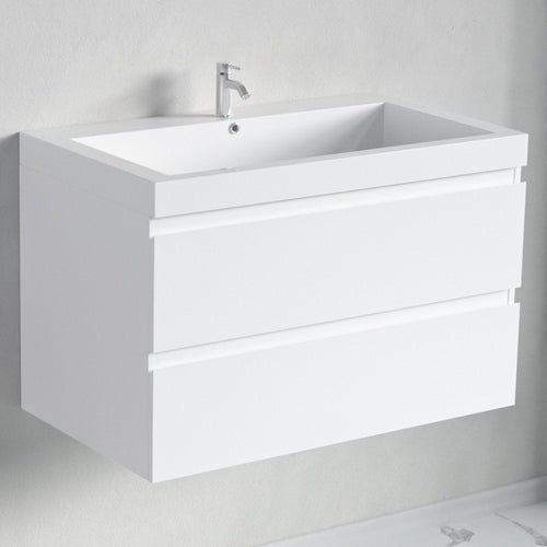 LOMAZOO badmeubelset Avalon - met hoge kast - glanzend wit - 80 cm