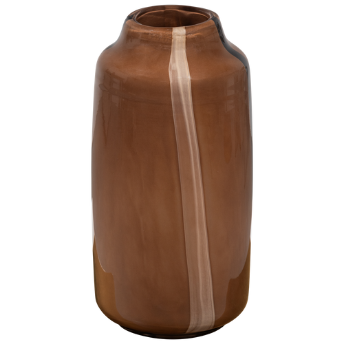 WOOOD vaas met streep Selena - Glas - Bruin - vtwonen shop