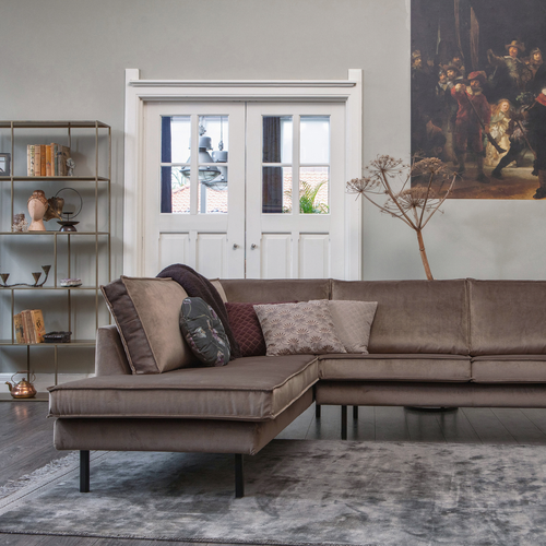 WOOOD hoekbank links Rodeo - Velvet - Taupe - 85x266x213 - vtwonen shop