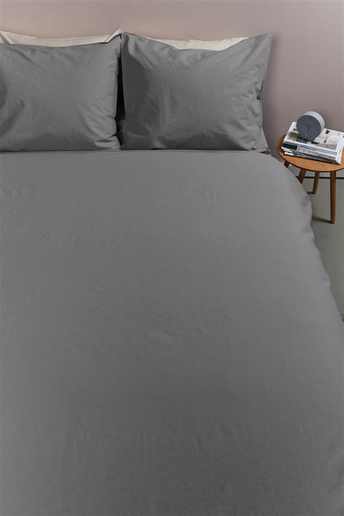Ambiante Cotton Uni dekbedovertrek - Effen - Lits-Jumeaux - 240x200/220 cm - Grijs - vtwonen shop