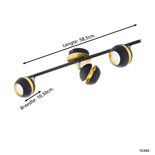 EGLO spot Nocito - 3 lichts - zwart, goud - vtwonen shop