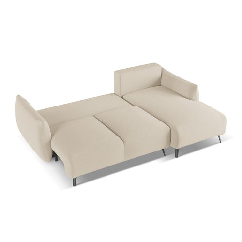 LaMiaSofa hoekbank rechts Genova - chenille stof - donkerbeige - 242x162x86