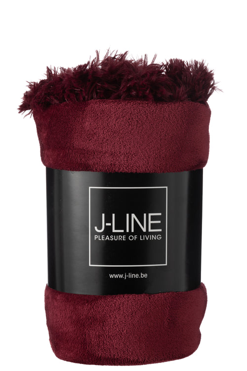 J-Line Plaid Pompom - polyester - bordeaux - 170 x 130 cm - vtwonen shop