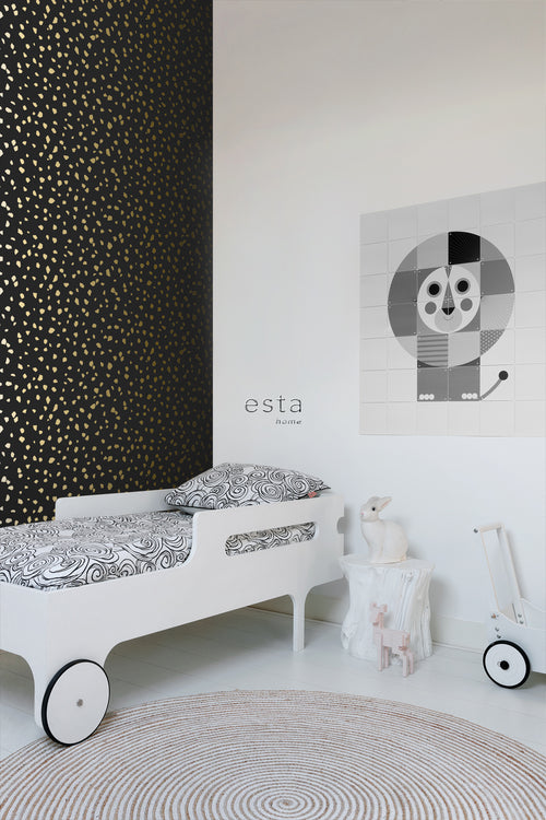 ESTAhome behang terrazzo zwart en goud - 0,53 x 10,05 m - 139134 - vtwonen shop