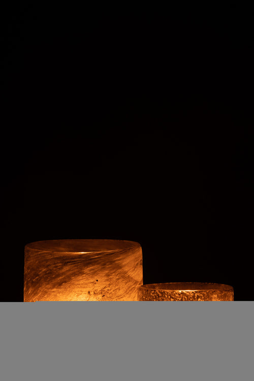 J-Line windlicht Scavo - glas - grijs - large