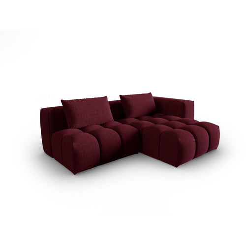 Cosmopolitan Design - Modulaire hoekbank rechts Verona 3-zits, structurele stof bordeaux - 145x205x70cm