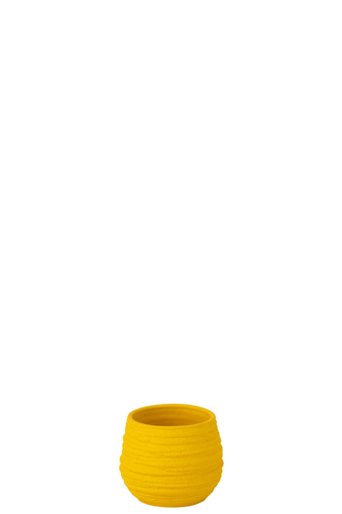 J-Line bloempot Fiesta - keramiek - geel - small - Ø 14 cm