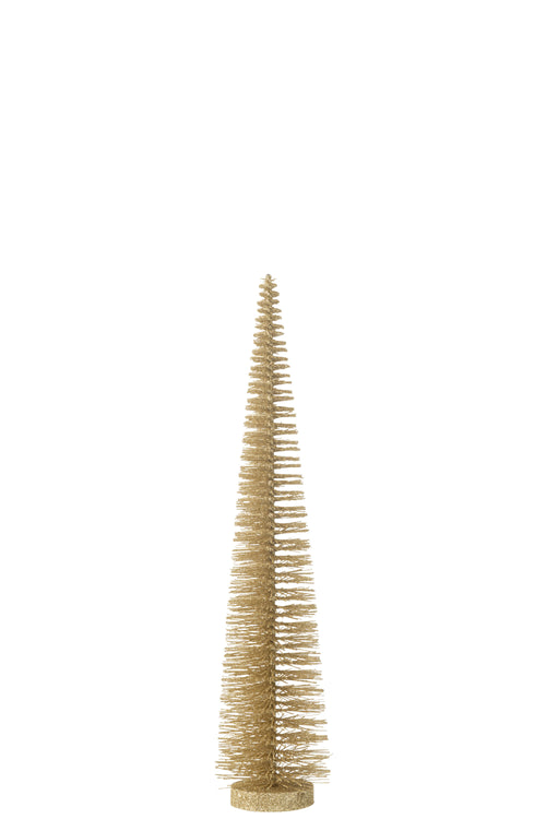 J-Line decoratie Kerstboom Glitter - kunststof - lichtgoud - medium
