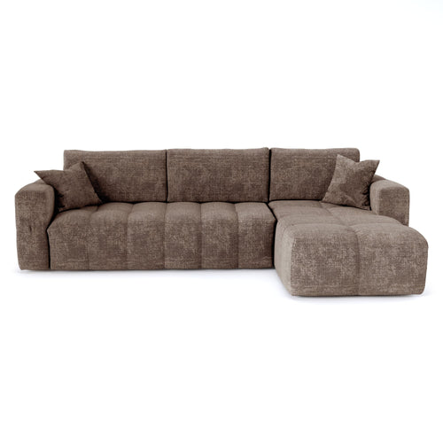 Premium Interiors - Rechthoekige hoekbank met snelle slaapfunctie VIBE - gewaafd fluweel mol 286cm