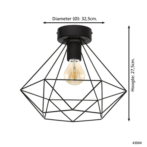 EGLO plafondlamp Tarbes - e27 - ø 32,5 cm - zwart