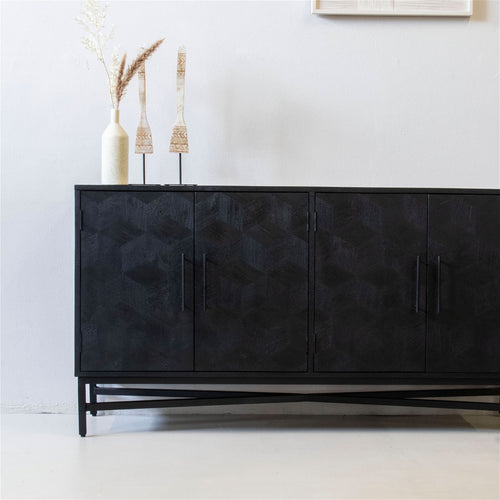 Giga Meubel Dressoir Jazz - Zwart Mangohout - 160x45x85cm