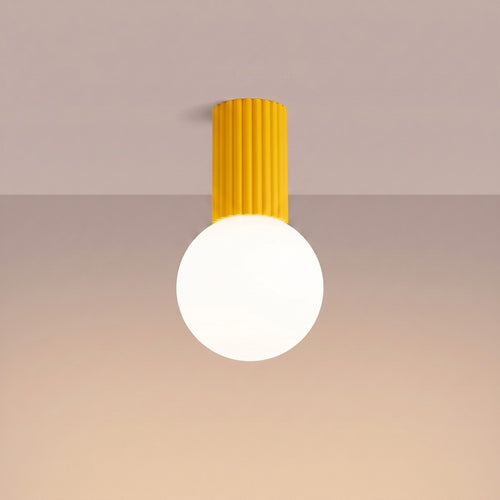 Sollux Lighting Plafondlamp HALO geel IP44 - 12x12x21cm