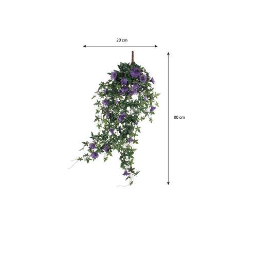 Mica Decorations Petunia Kunst Hangplant - L15 x B20 x H80 cm - Donkerpaars