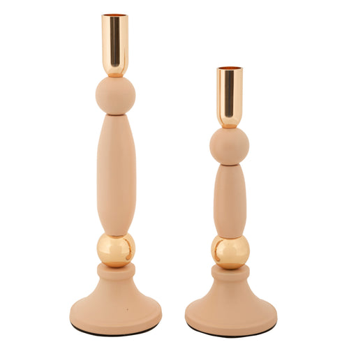 Set van 2 kaarsenhouders in roze en goud