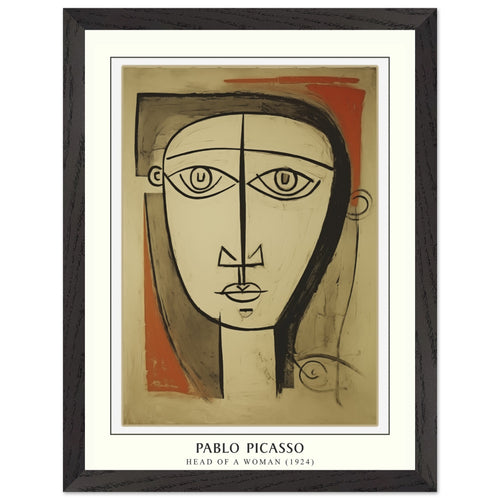 Artfulprints Poster met Lijst Pablo Picasso - Head of a woman   - 30x40 cm - Bruin