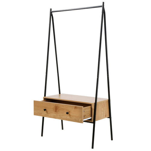 Calicosy - Zwart metalen kleerkast met 1 lade JILL - 39x84x170 cm