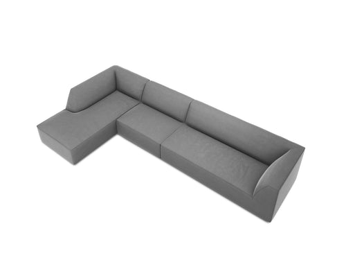 Micadoni linker hoekbank Ruby 5-zits, flueel, grijs - 180x366x69cm