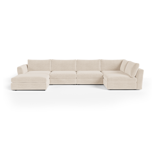 Sia Home - Modulaire brede hoekbank NEST - Zacht aanvoelende geweven stof - Beige - 394cm