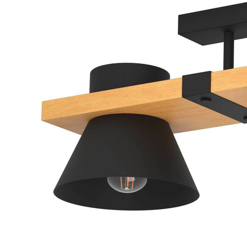 EGLO plafondlamp Maccles - e27 - 78 cm - zwart/bruin - hout