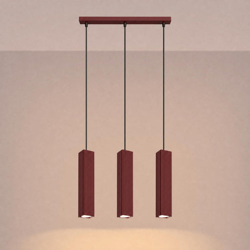 Sollux Lighting Hanglamp RAYO 3L bordeaux - 45x6x98cm