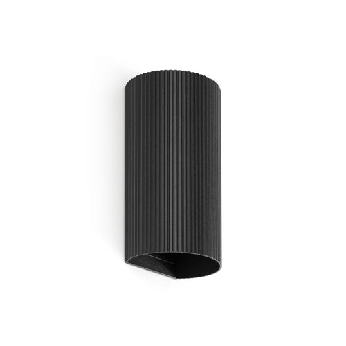 Faro Sole Round Fluted Up & Down Wandlamp Zwart 2x GU10