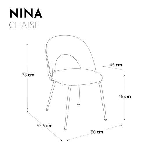 Sia Home - Stoelen Nina - Fluweelachtige geweven stof - Grijs - 53.5cm - vtwonen shop