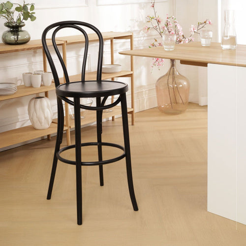 Fameg Vienna Thonet No. 18 houten barkruk zwart gebeitst - 75 cm - vtwonen shop