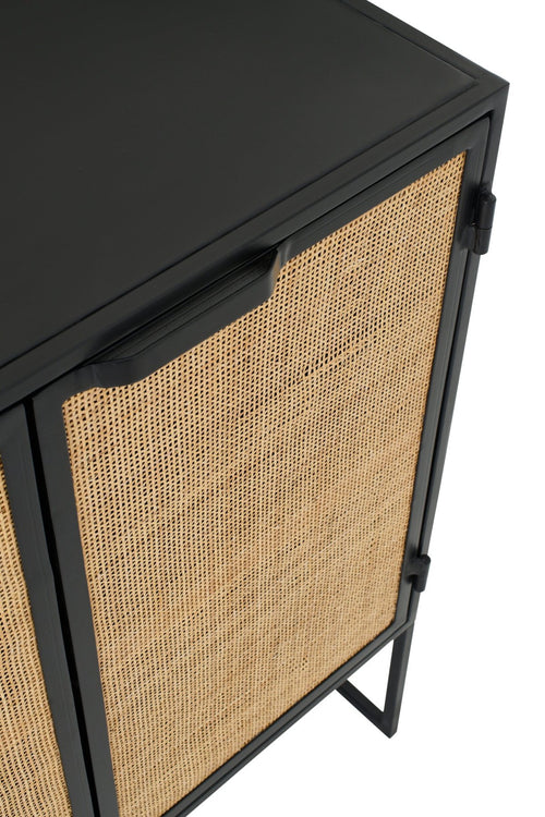 J-Line kast Rieten Panelen - hout - zwart/naturel