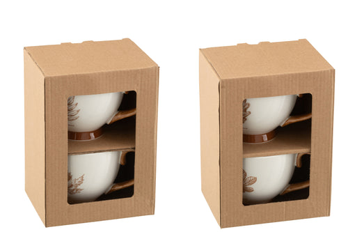 J-Line kopje Blad - keramiek - bruin - 2 dozen van 2 stuks - vtwonen shop