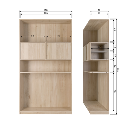 vtwonen bovenkast Modulair - Eikenhout Fineer - Naturel - 199x110x40 - vtwonen shop