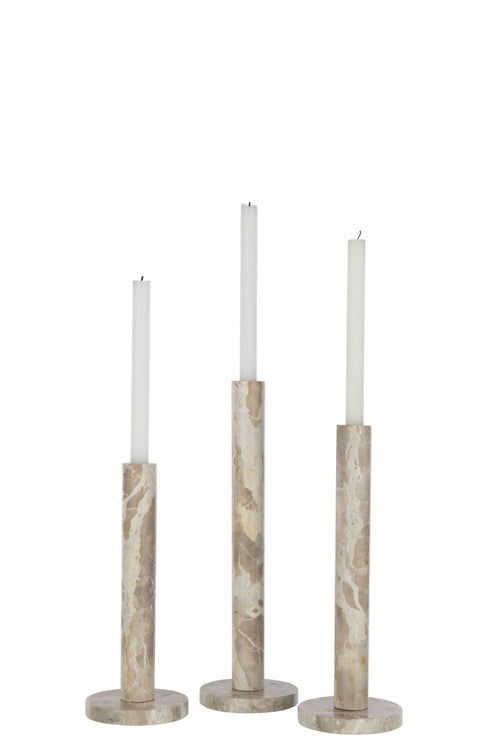 J-Line kaarshouder Marmer - steen - beige - set van 3