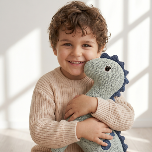 Pintado & Lacado knuffeldier Dinosaur - blauw - 42 cm