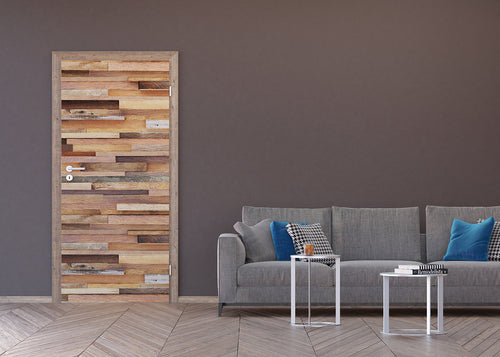 Sanders & Sanders poster houten planken bruin en beige - 90 x 202 cm - 600848 - vtwonen shop