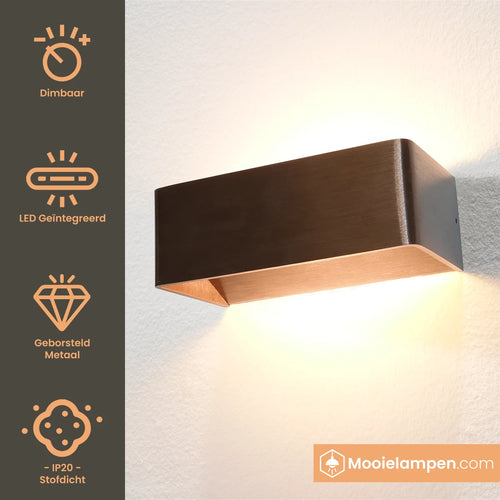 Artdelight Wandlamp Mainz - Donker Brons