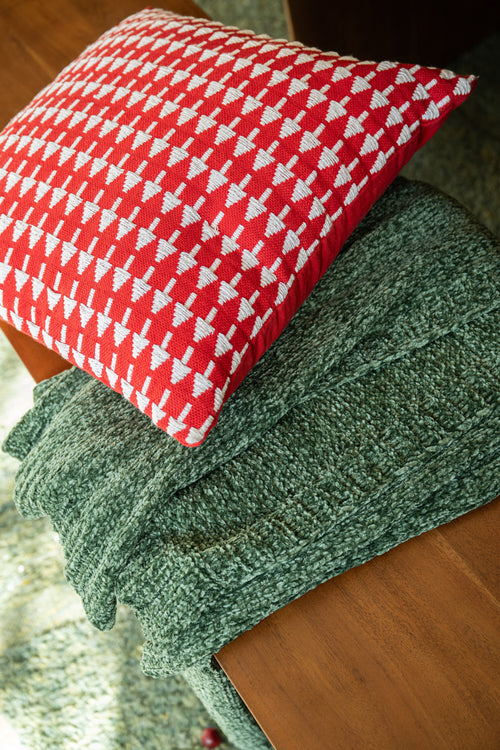 J-Line deken Chenille - polyester - groen