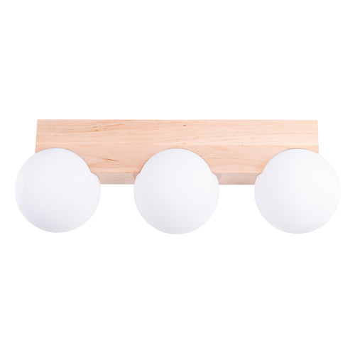 Sollux Lighting Plafondlamp BULBO 3 natuurlijk hout - 46x12x16cm