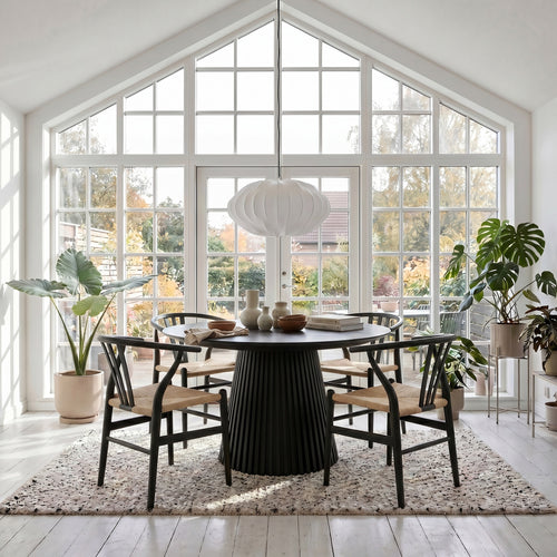Furnhouse uitschuifbare eettafel Svendborg - Zwart - Ø 140/240x140 cm
