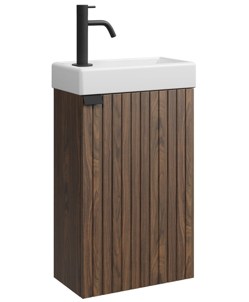 Badplaats Toiletmeubel Bosco 40 x 22 cm – Walnoot – Fonteinmeubel met Wastafel