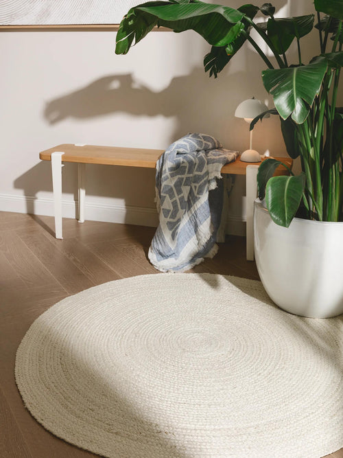 benuta jute vloerkleed Jutta - créme - ø 115 cm